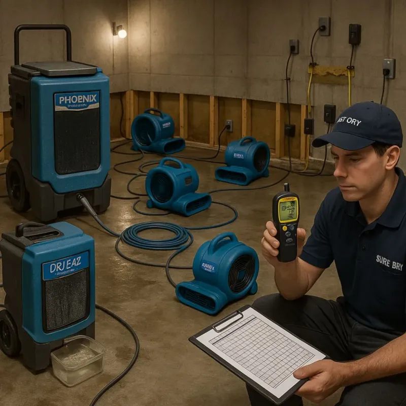 Structural Drying and Dehumidification process in Boonville, NC